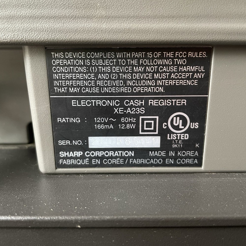 READ - Sharp XE-A23S Electronic Cash Register Thermal Print - Working (No Key)