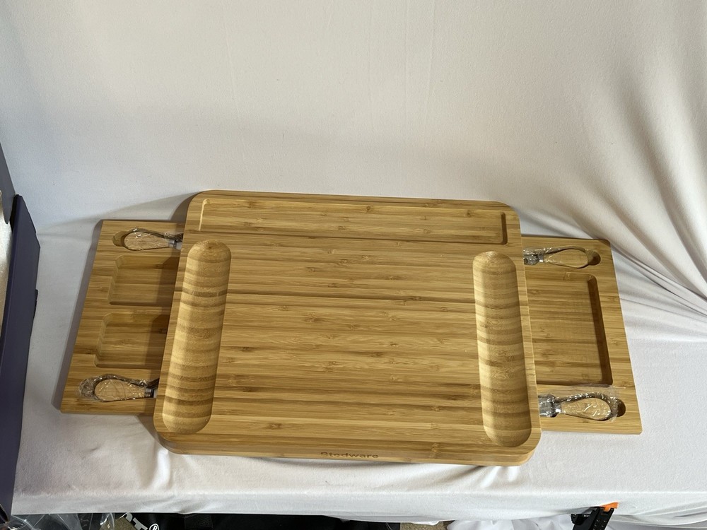 Stedware Premier Collection Bamboo Cheese Board & Tray Set New in Box
