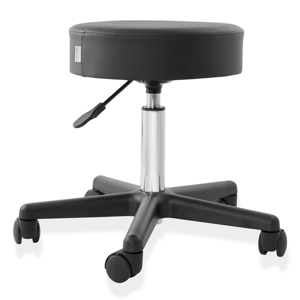 OPEN BOX - Rolling Hydraulic Salon Stool with Adjustable Swivel - Black
