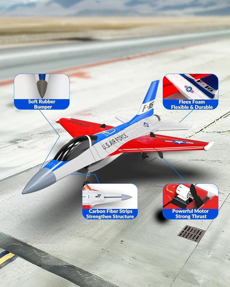 Beginner-Friendly Remote Control F-16 Falcon - 2.4GHz with Extended Flight Time