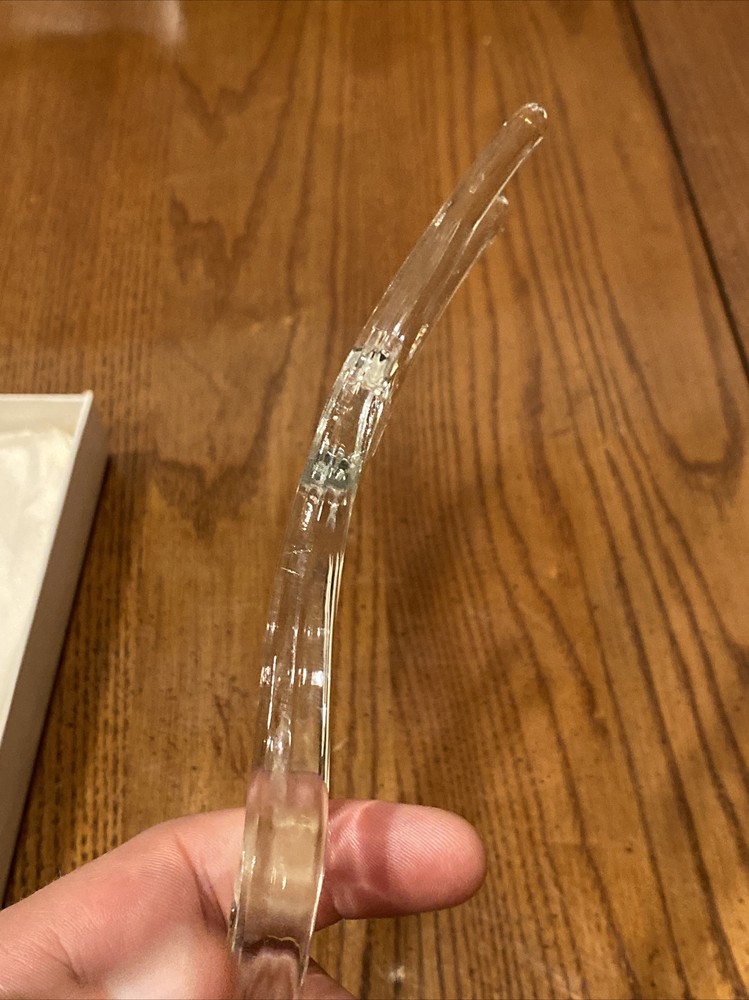 Vtg CHELTENHAM Glass 9.5" Serving Fork Embossed Diamond Pattern Handle In Box