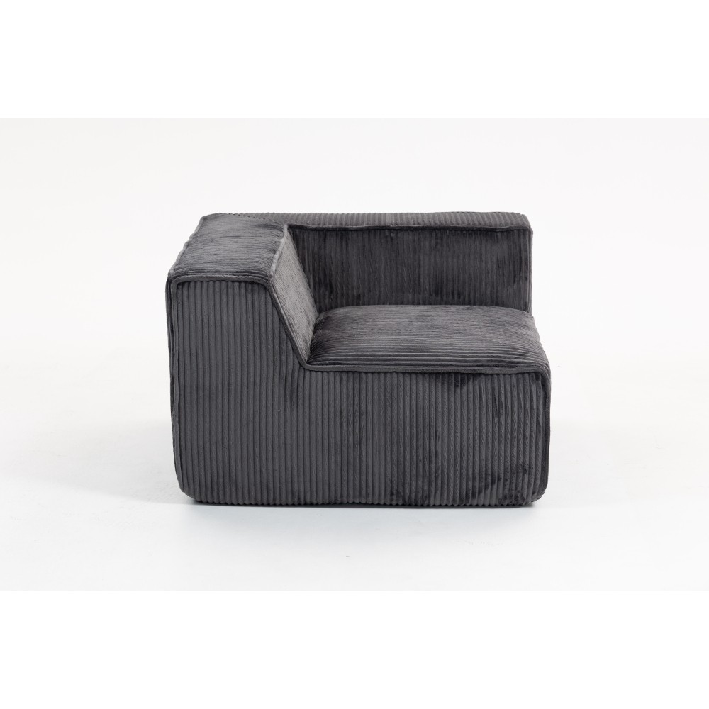 Dark Gray Corduroy Modular Sectional Sofa, 3-Seat Deep Seating