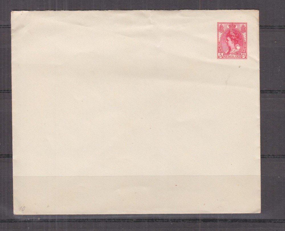 NETHERLANDS, ENVELOPE, c1900 Wilhelmina 5c. Red, unused.