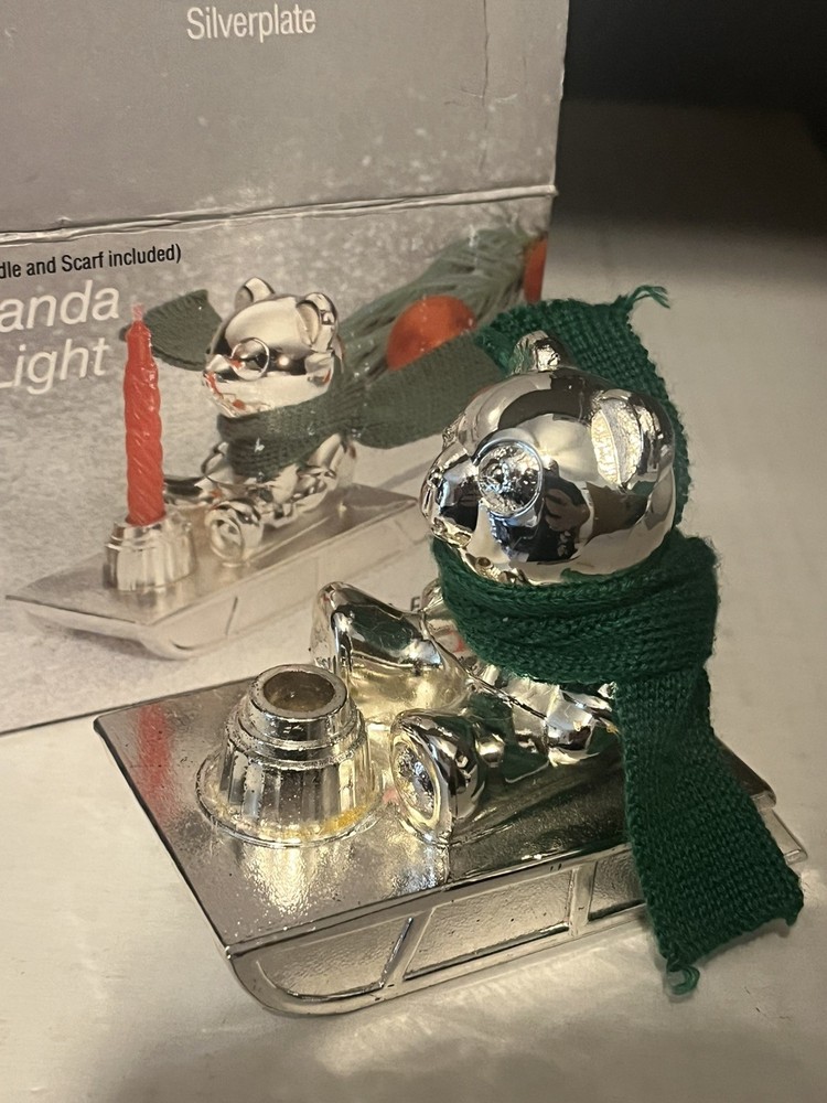 Wm. A. Rogers Silverplate Panda Light Candle Holder, original box.