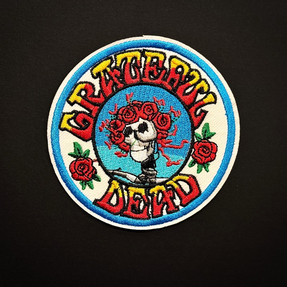 🌹 Grateful Dead Skeleton Skull and Roses Deadhead Iron-on patch 3.5"x3.5"