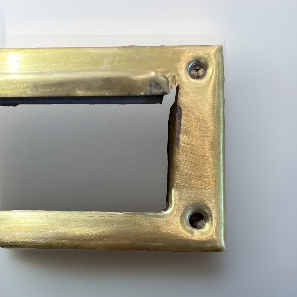 Antique Mail Slot Hinged Cover Spring Loaded Solid Brass Architectural Salvage