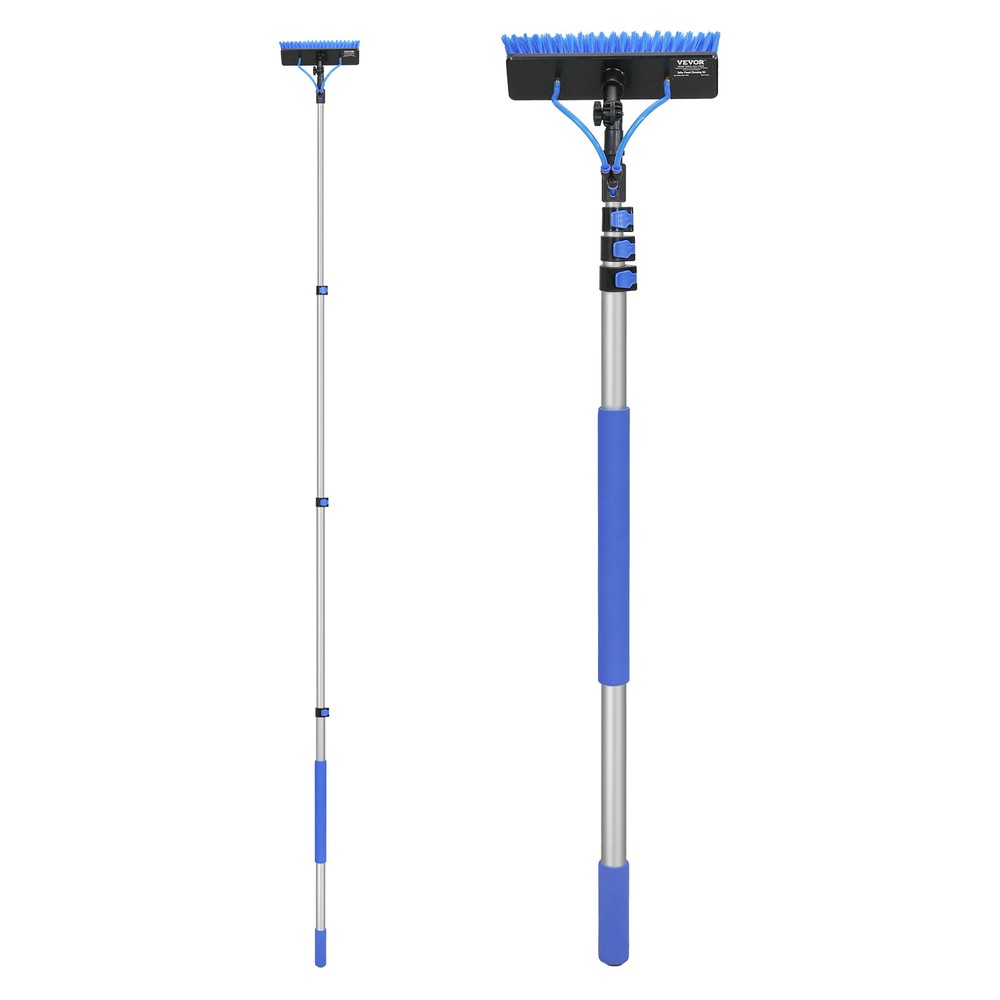 Water Fed Pole Kit 12FT Solar Panel Cleaning Pole 180° Rotatable Brush Head