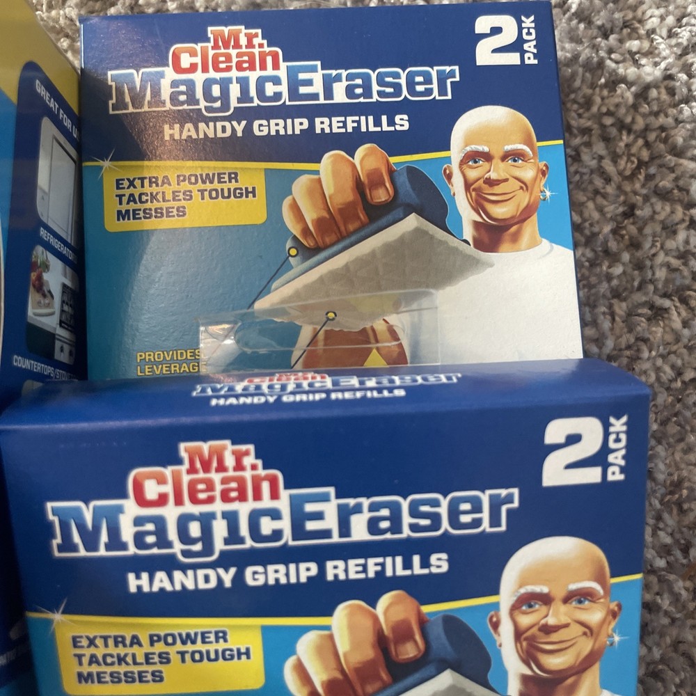Mr. Clean Magic Eraser Handy Grip & 4 Count Refill New Sealed