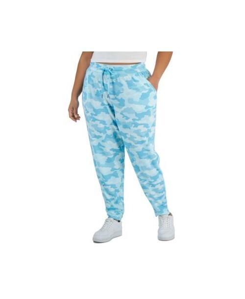 ID Ideology Women's Blue Camo Pattern Jogger Pants Plus Sizes NWT