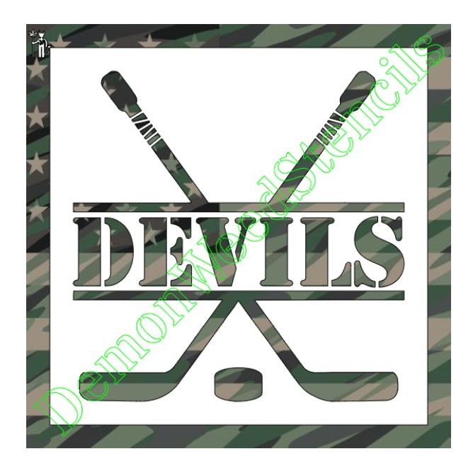 12"x12" Clear Plastic Stencil - Hockey - Devils (MB74) (.007")
