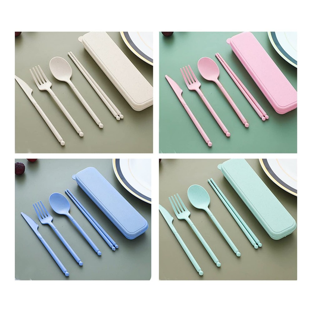 Camping Utensil Set, Reusable Utensils Set with Case, Plastic 6, Color
