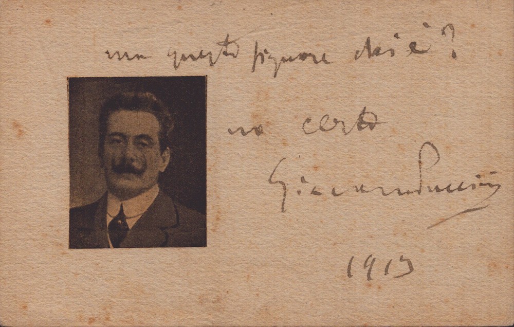 GIACOMO PUCCINI - AUTOGRAPH NOTE SIGNED 1913
