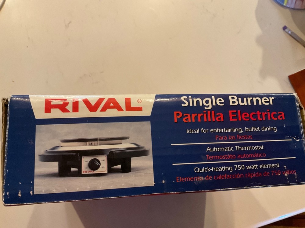 Vintage RIVAL Single Burner Model 607B Black &Stainless 3 Settings Tested