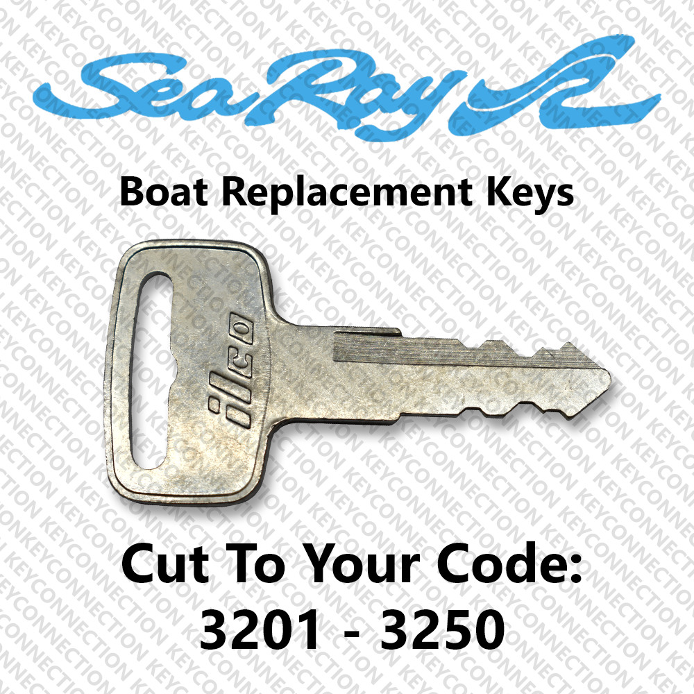 Sea Ray Boat Replacement Key Cut to Code 3201 - 3250