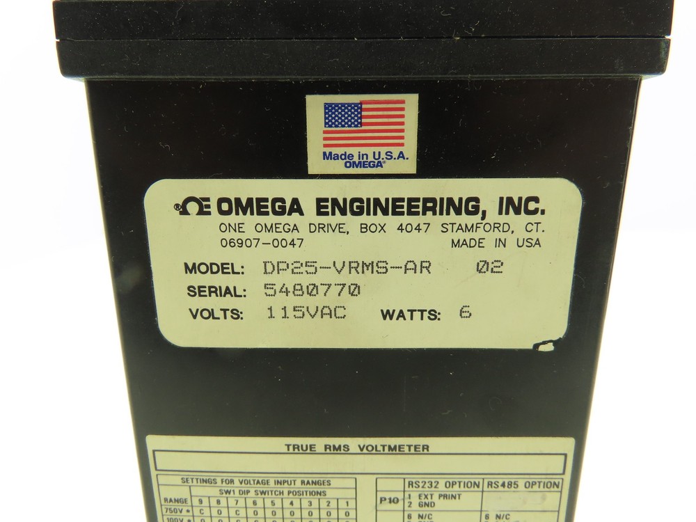 Omega Engineering DP25-VRMS-AR Process True RMS Voltmeter 115VAC 2 Relay