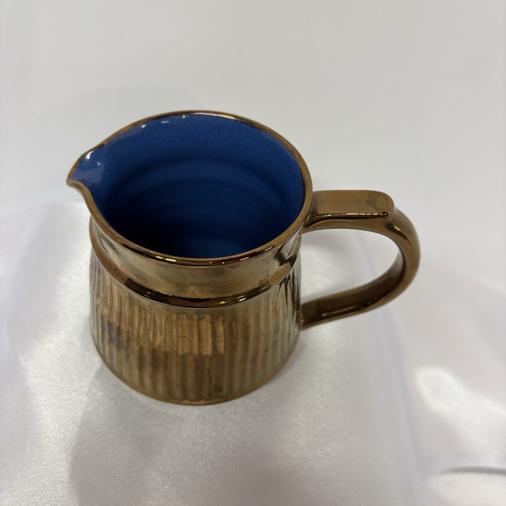 Welsh Copper Lustre Pitcher with Vertical Pattern Vintage