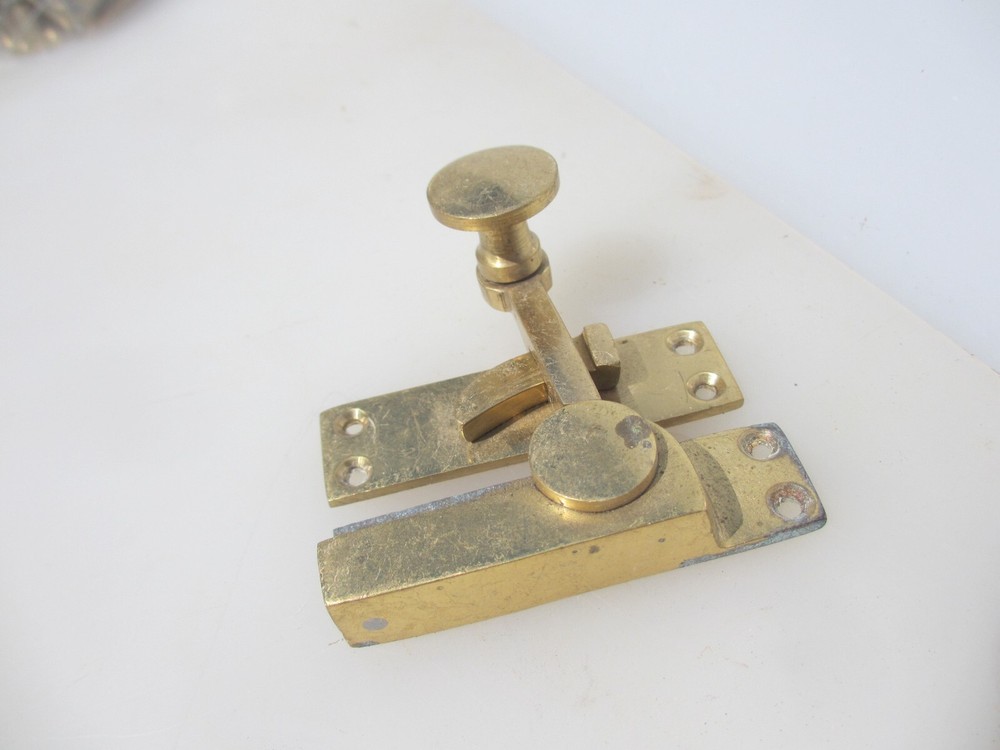 Vintage Brass Sash Window Latch Lock Fastener Catch Old Handle