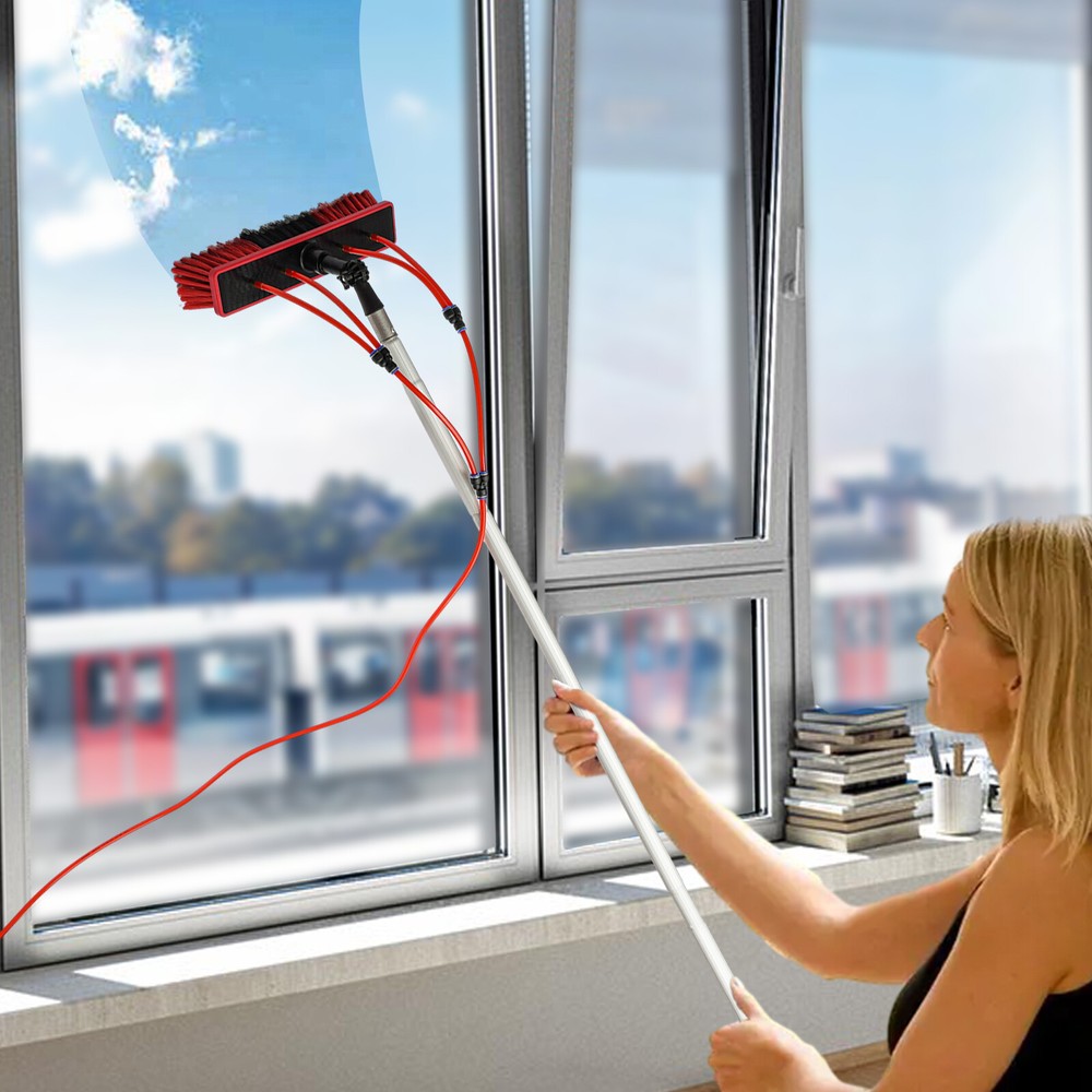 Extendable Window Solar Panel Cleaning Telescopic Pole Water Fed Brush Washer