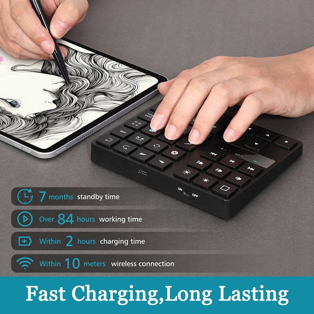 Bluetooth Drawing Keypad for Procreate, and Drawing Shortcuts Graphic I5J29049