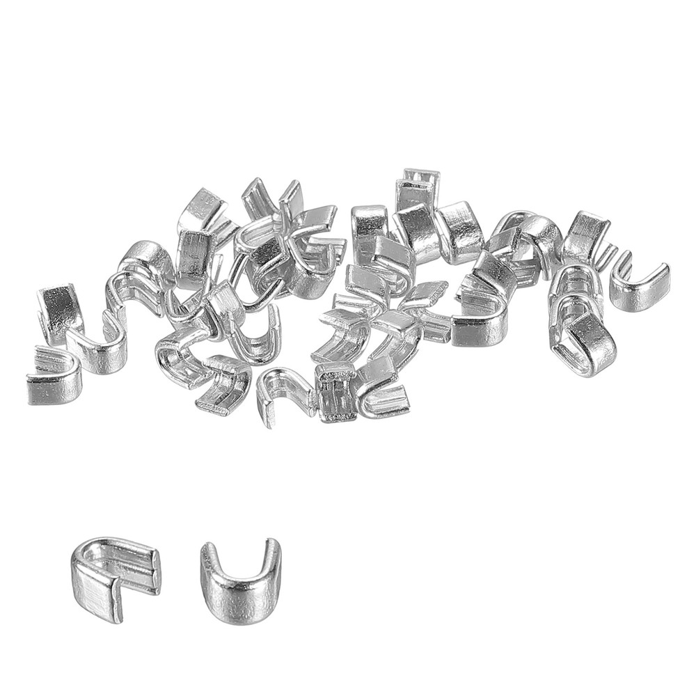 40Pcs #3 U Shape Top Stoppers for Zippers Replacing, Silver Tone