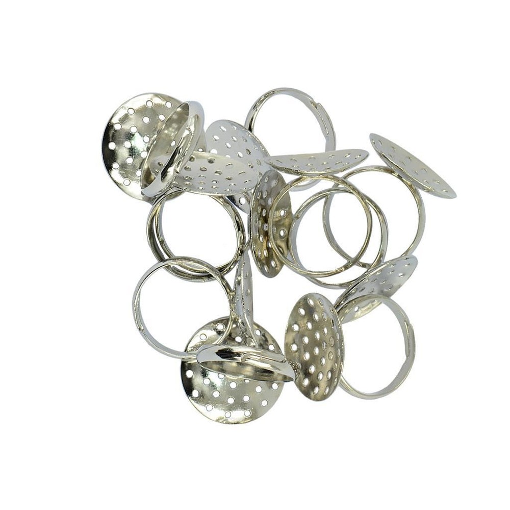 10Pcs 20mm Silver Plated Adjustable Sieve Tray Ring Bases