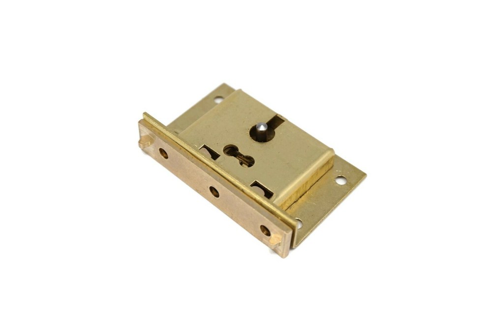 Half Mortise Lock Chest Trunk Small Box Lock Solid Brass Cabinet Lock 2 Keys