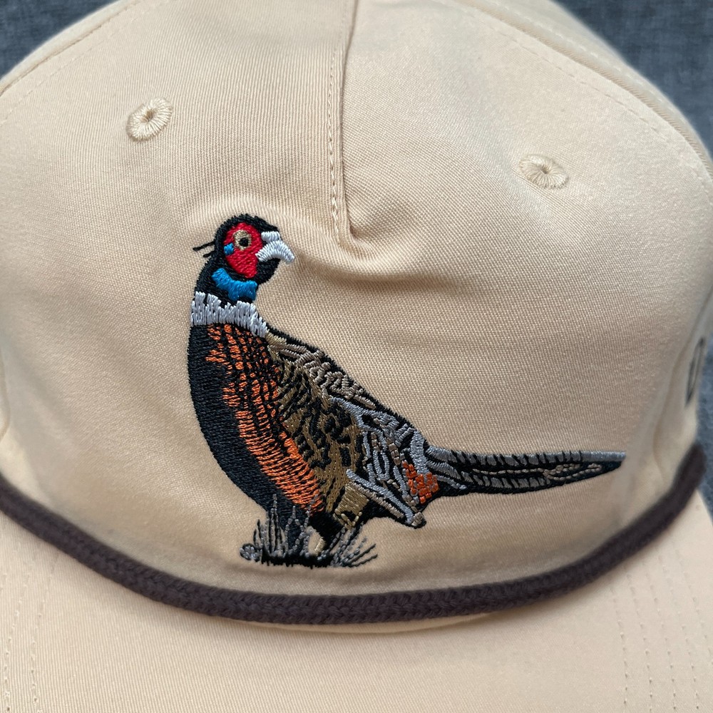 Duck Camp Hunting Pheasant Baseball Cap Flat Brim Adjustable Tan/Brown Hat