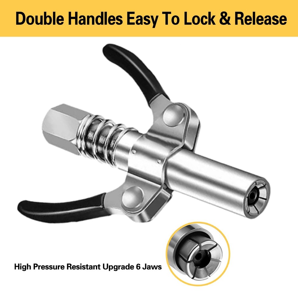 Grease Gun Coupler Grease Gun Tips Double Handle Quick Lock Release Grease Ti...