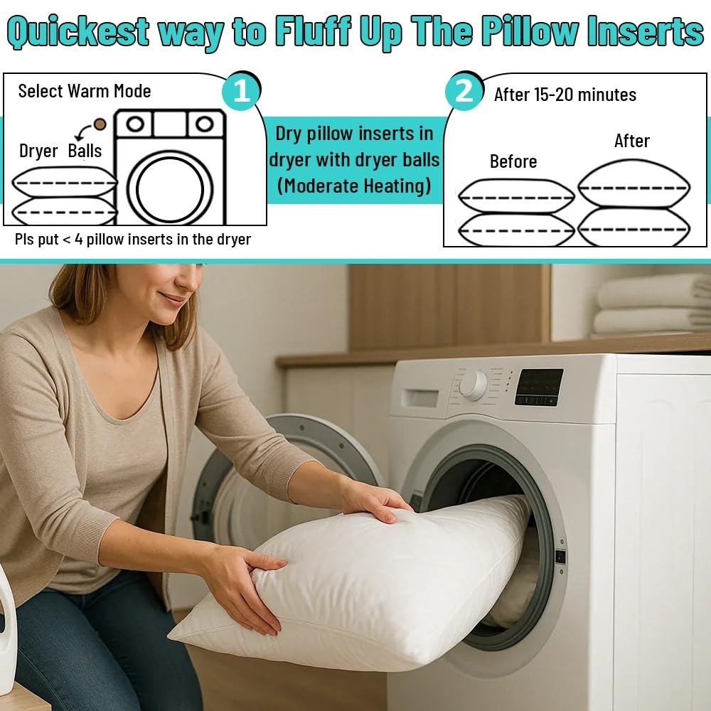 18 x 18 Throw Pillow Insert - Pack of 2 White, Down Alternative Pillow Insert...
