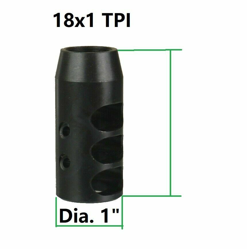 18x1 TPI Thread Steel Compact Competition Muzzle Brake With 18x1 Thread Jam Nut