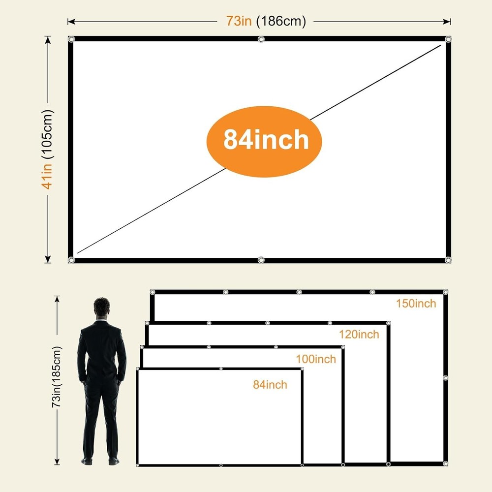 Versatile 84" 4K Double-Sided Projection Screen - Easy Install for Any Setting