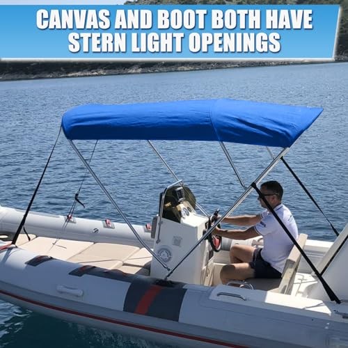 3 Bow Bimini Top Replacement Canvas with Stern Light Hole and Storage Boot,