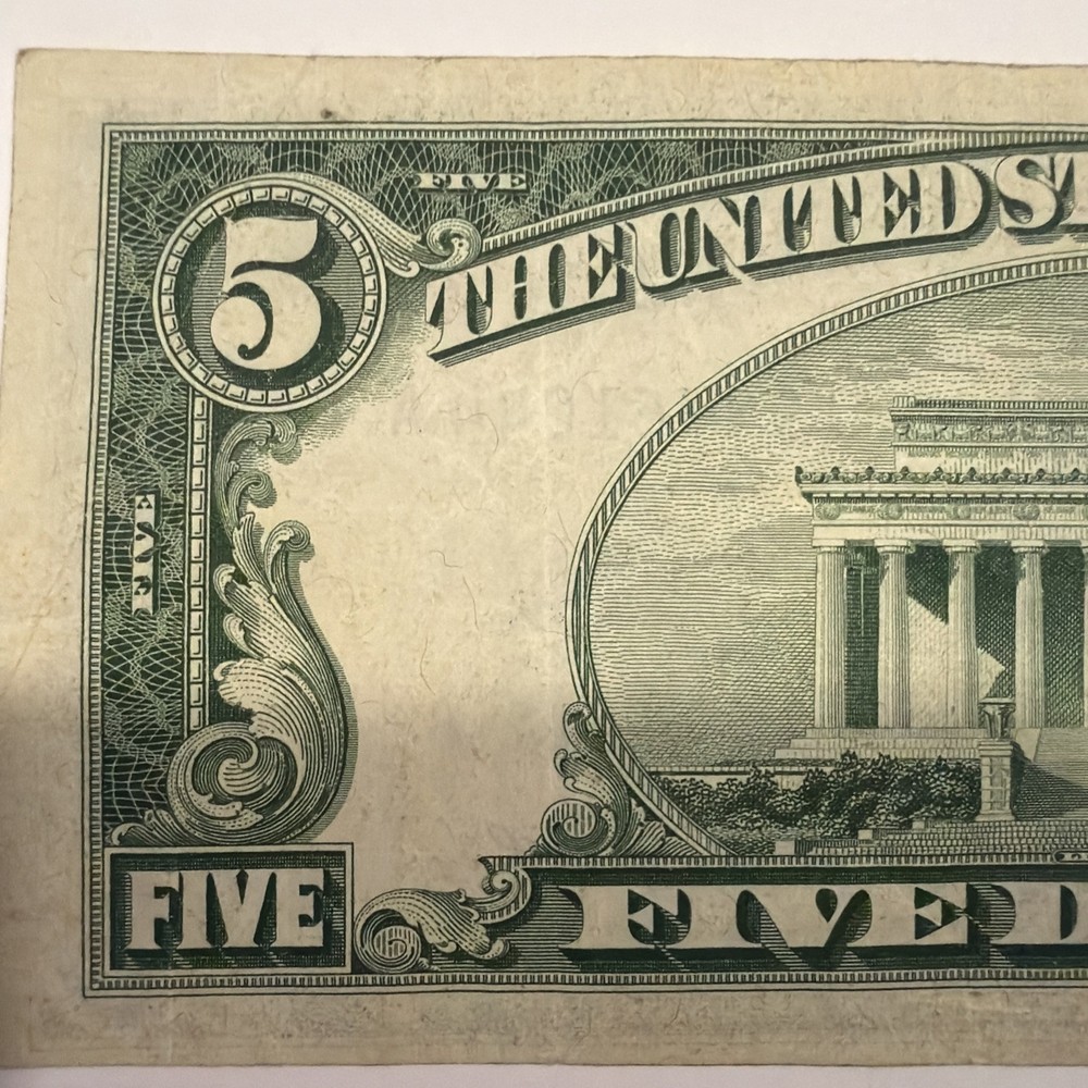 1953 $5 Silver Certificate CRISPY ! Has Been Folded In Half DB108