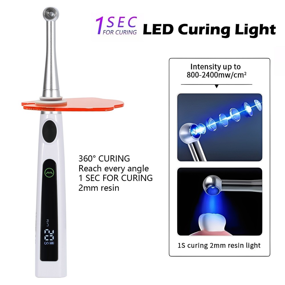 Dental LED Light Cure Lamp Cordless 1 Second Fast Curing Light 4 Modes
