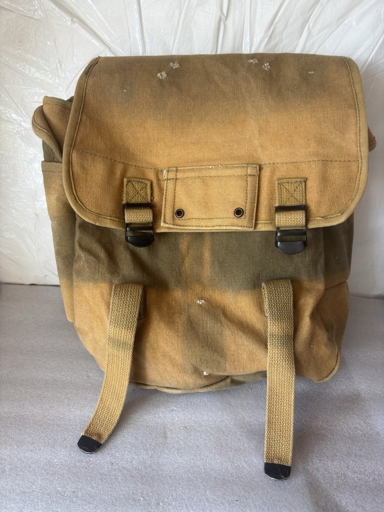 Military Style Canvas Backpack Tan/green