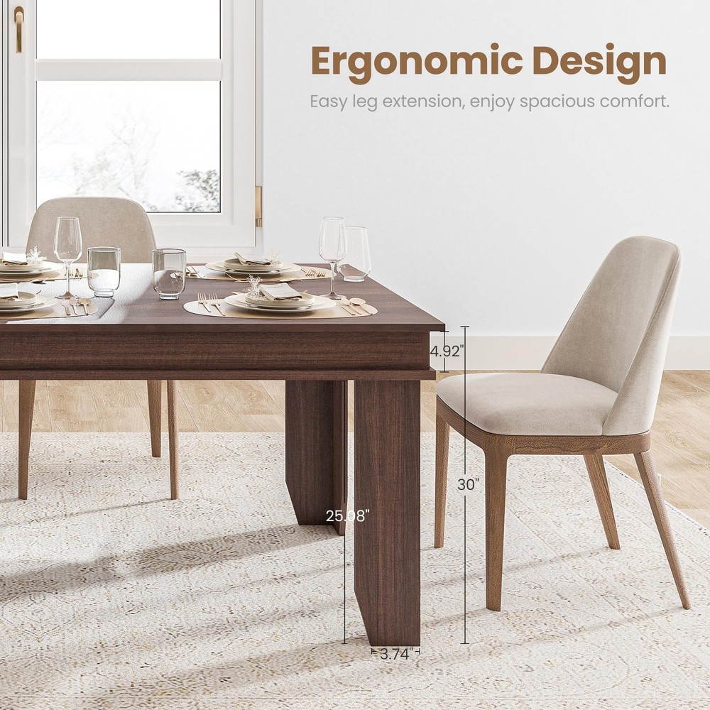 71" Farmhouse Dining Table Rustic Wood Rectangular Table for 6-8 People Kitchen