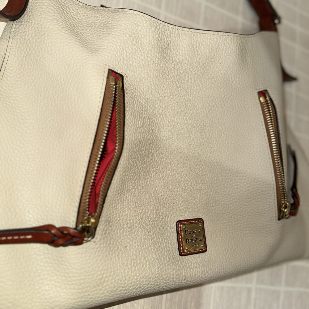 Dooney & Bourke Cooper Hobo Pebbled Bone Shoulder Bag