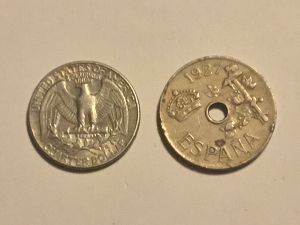 Spain 1927 25 Centimos Coin