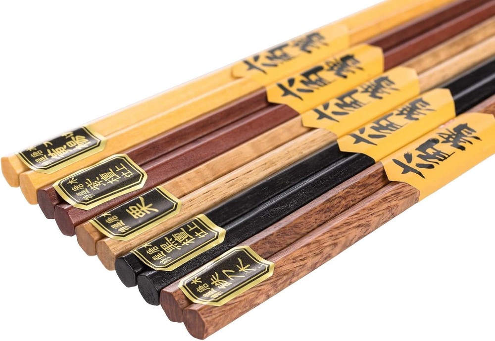 5-Pair Wooden Classic style Chopsticks Assorted