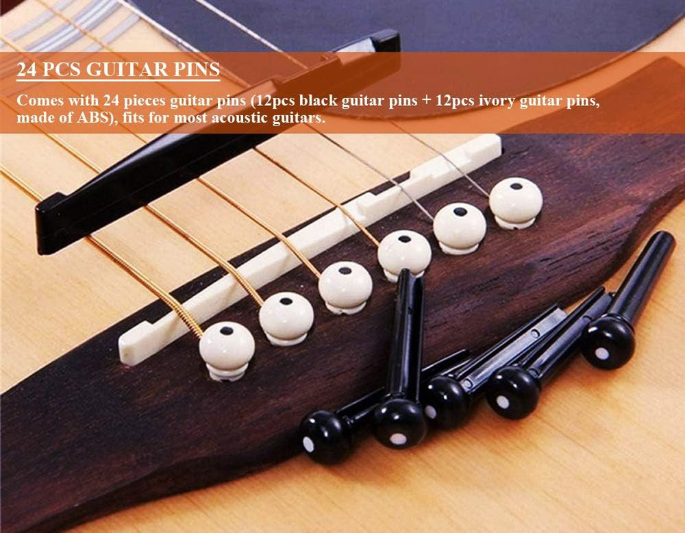 24pcs Guitar Bridge Pins with Bridge Pin Puller Remover
