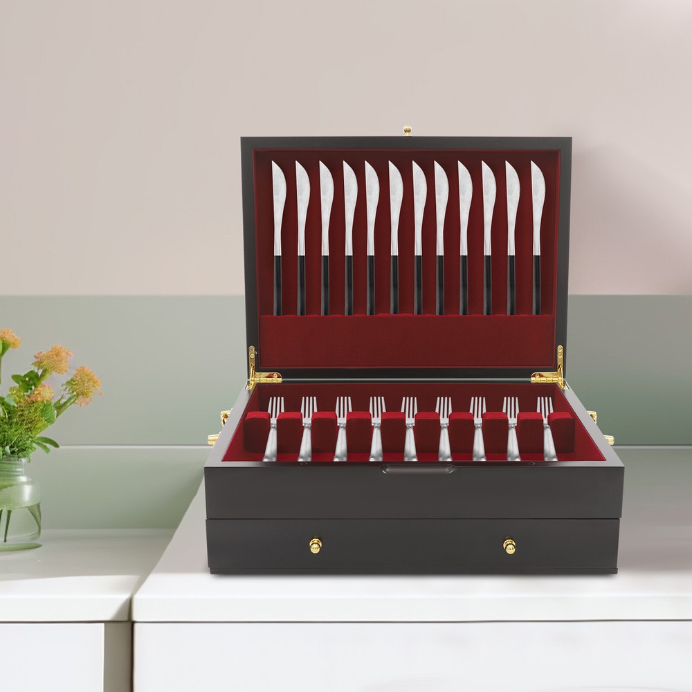 Wooden Silverware Chest - Durable, Vintage Design, Space-saving Storage For Home