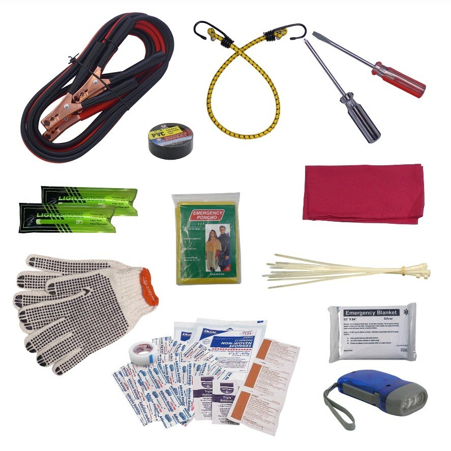 Emergency Roadside Assistance / Cables / Led Flashlight / First Aid Kit / Gloves