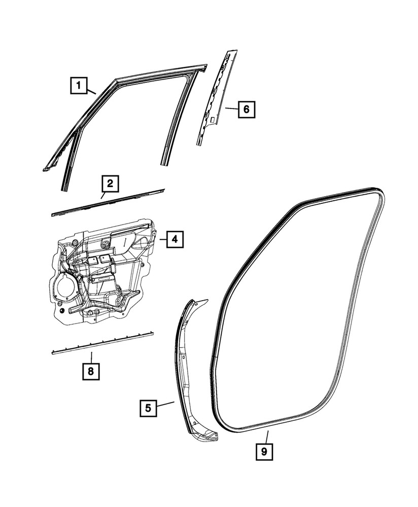 Genuine Mopar Front Door Seal Right 68261753AA