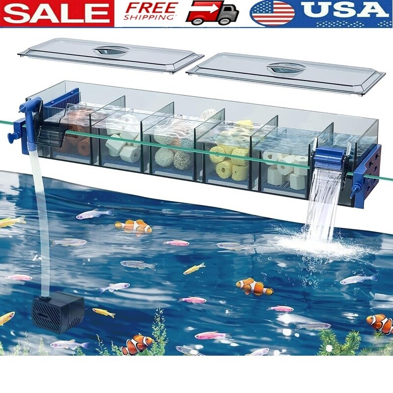 Multi Layer Aquarium Filter Waterfall Oxygenation Dust Protection 5-50 Gal New