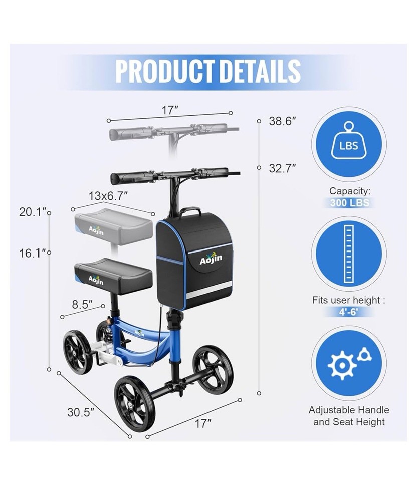 Knee Scooter Walker with Bag