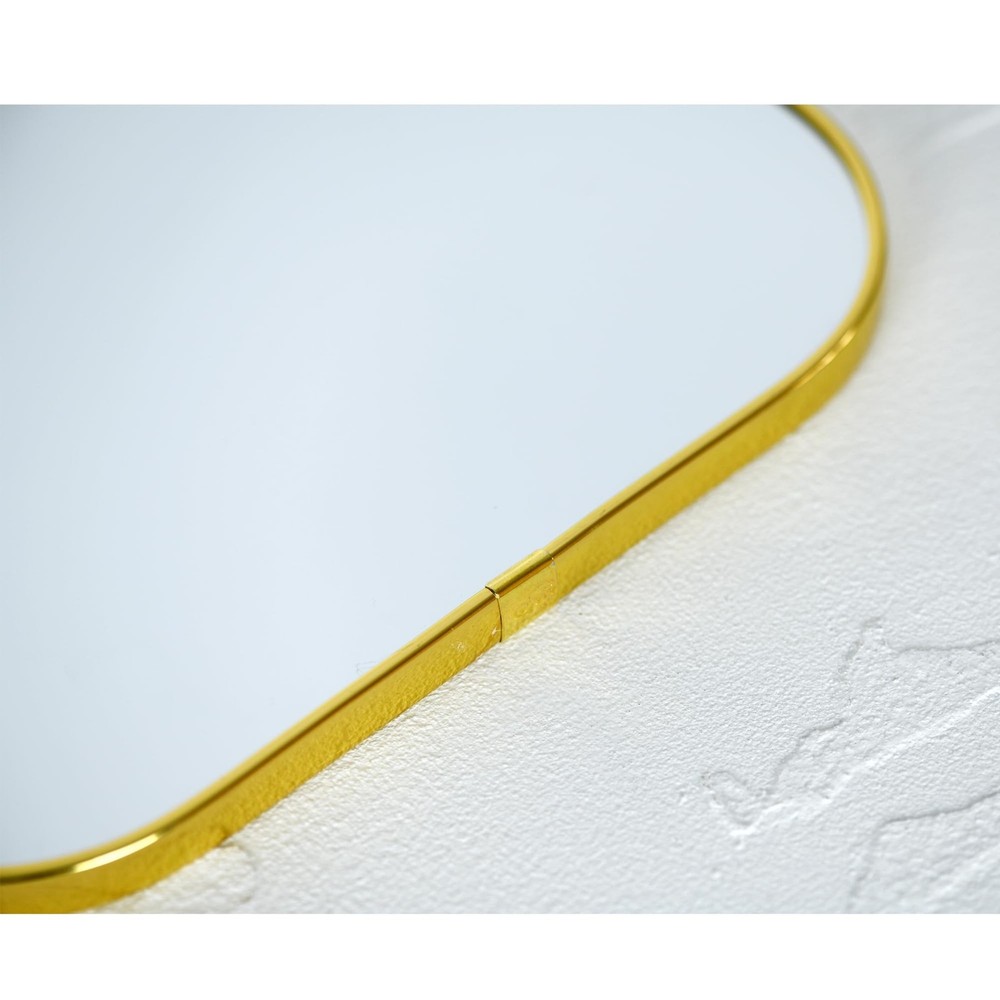 Gold Rectangular Wall Mirror, 15.6x9.2 Inch Modern Decorative Wall Mirror, Su...