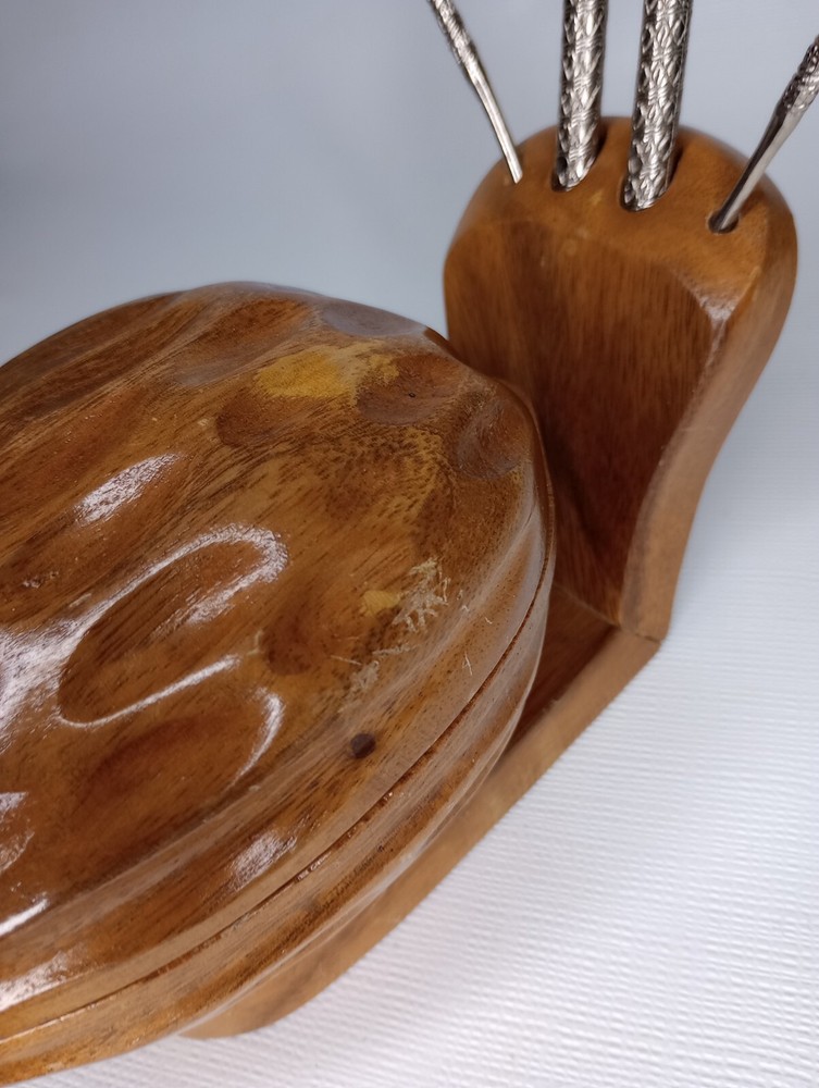 Walnut Shaped Nut Set Bowl, Picks, And Cracker VTG