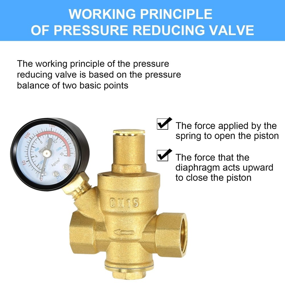 Water Pressure Regulator 1/2 inch with Gauge, Made of 100% inch, Inch