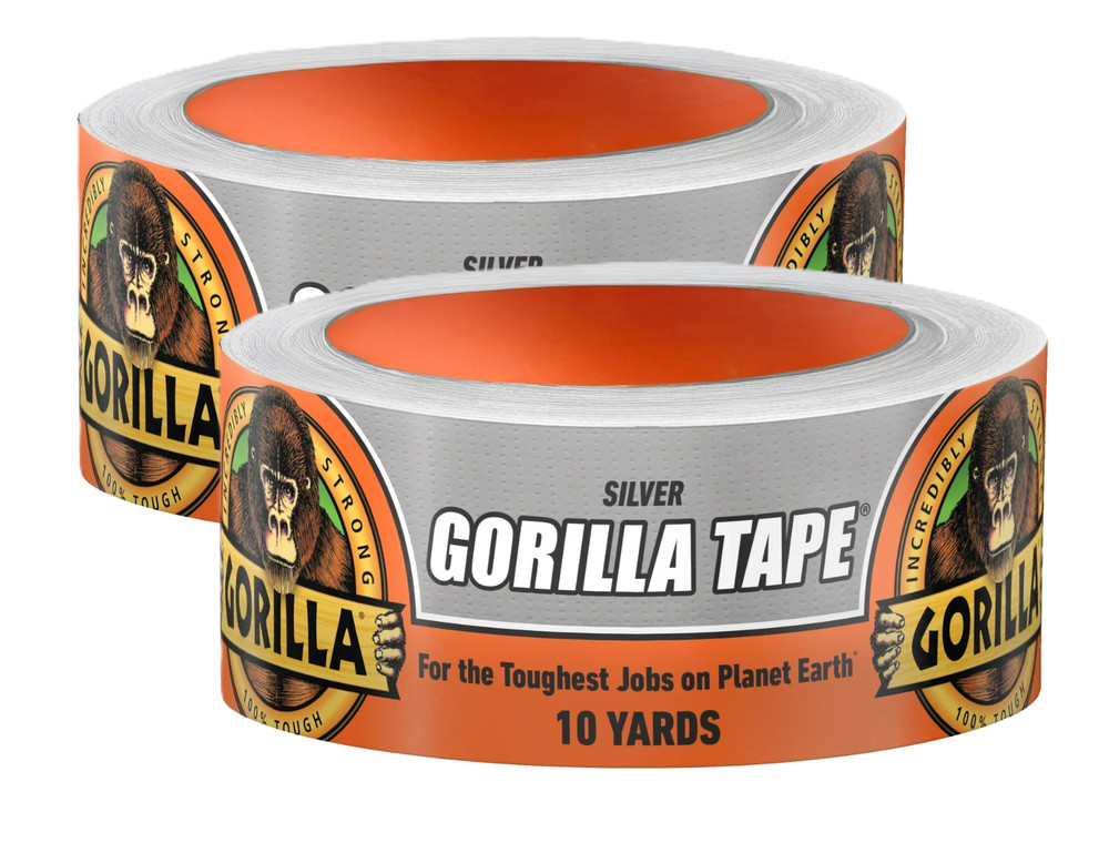 Gorilla 10 Yard Silver Duct Tape Single Roll (2 Pack)