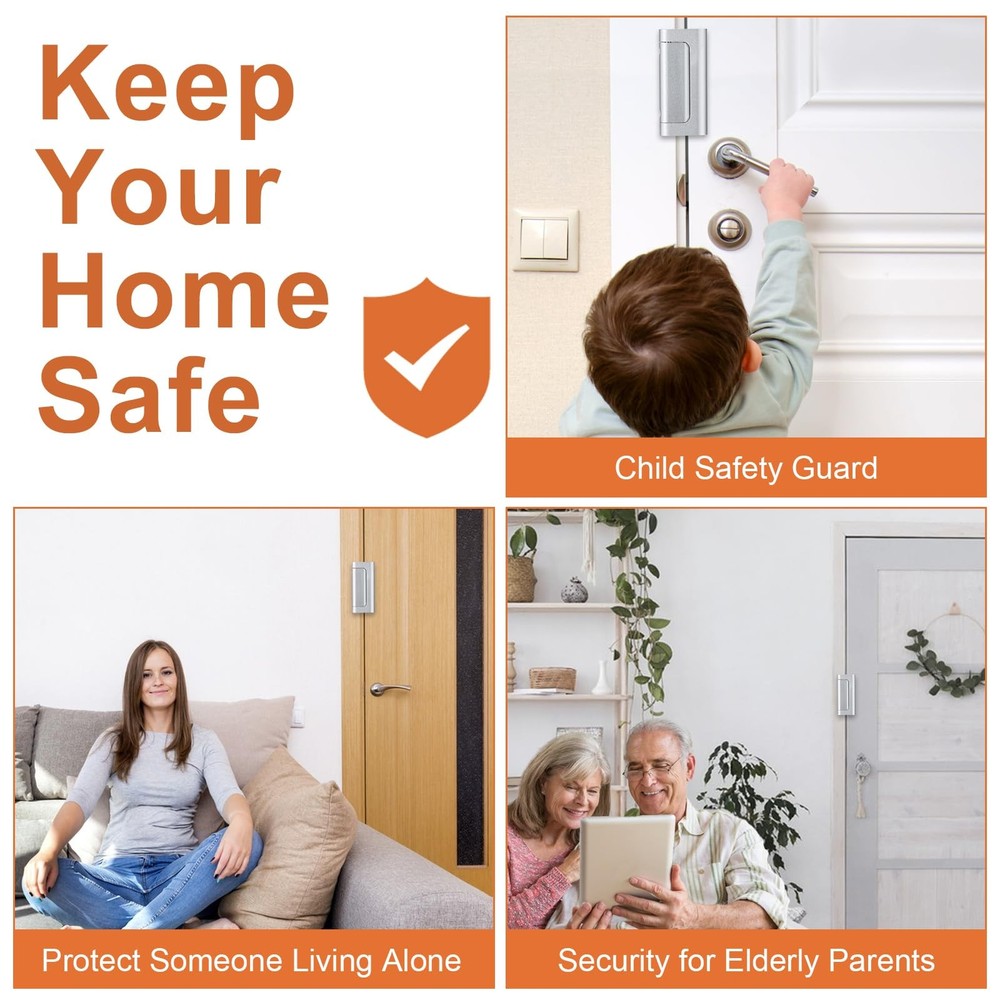 Husfunov 2 Pack Home Security Door Lock,Childproof 2Pack-Silver